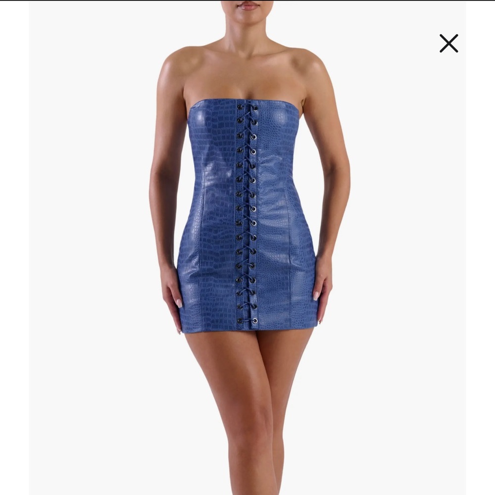 Naked Wardrobe Croc Lace Up Dress